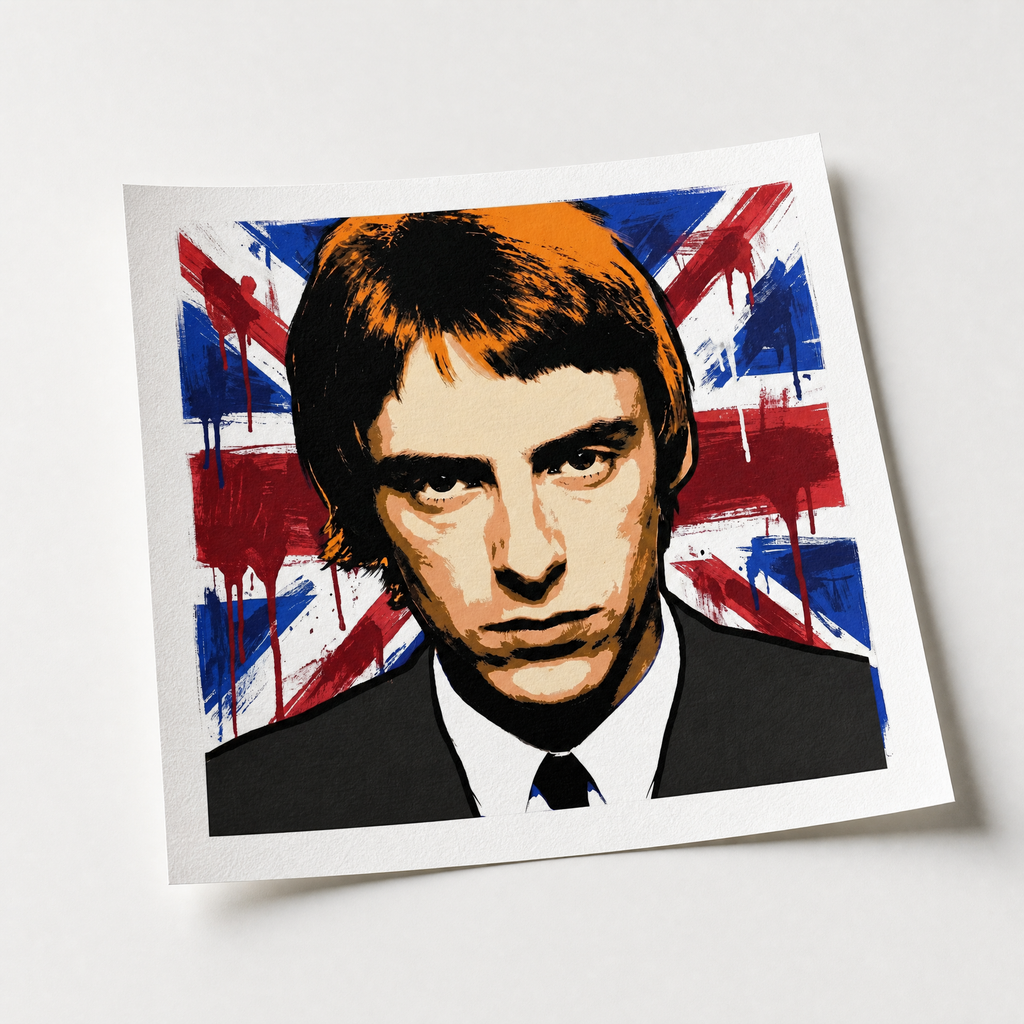 PAUL WELLER (UNION FLAG): Fine Art Quality Pop Art Square Print. Limited Edition Series of 60 (