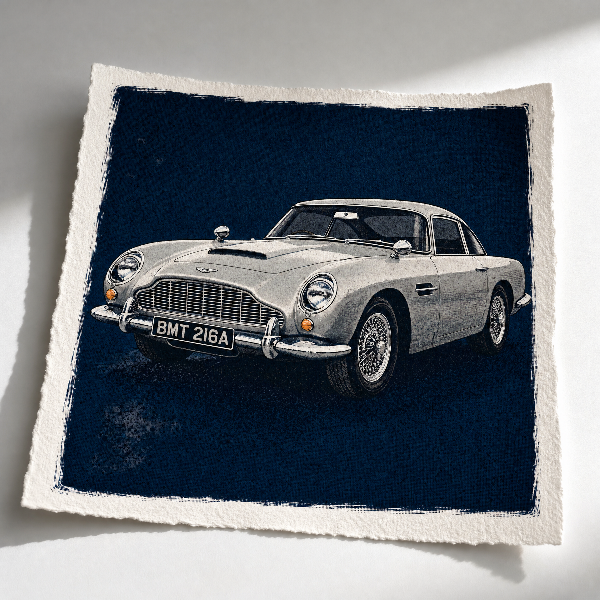 BMT 216A: Fine Art Quality Pop Art Square Print. Limited Edition Series of 60. James Bond, Aston Martin DB5