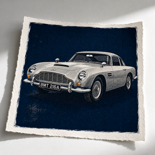 mod art, pop art, music art, BMT 216A: Fine Art Quality Pop Art Square Print. Limited Edition Series of 60. James Bond, Aston Martin DB5 - POP GO THE ICONS