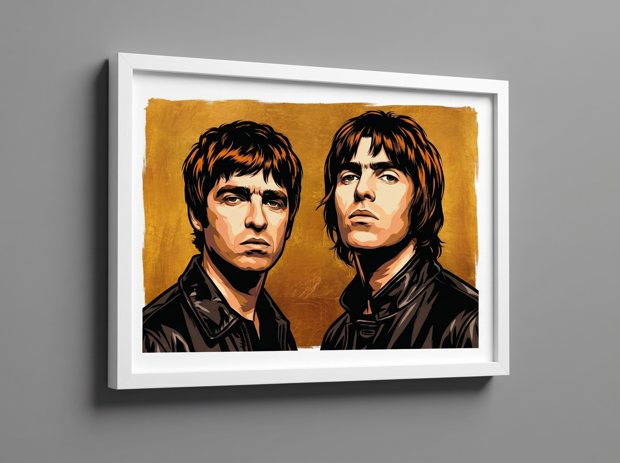 mod art, pop art, music art, BROTHERS (GOLD): Fine Art Quality Pop Art Landscape Print Oasis. Limited Edition Series of 60 - POP GO THE ICONS