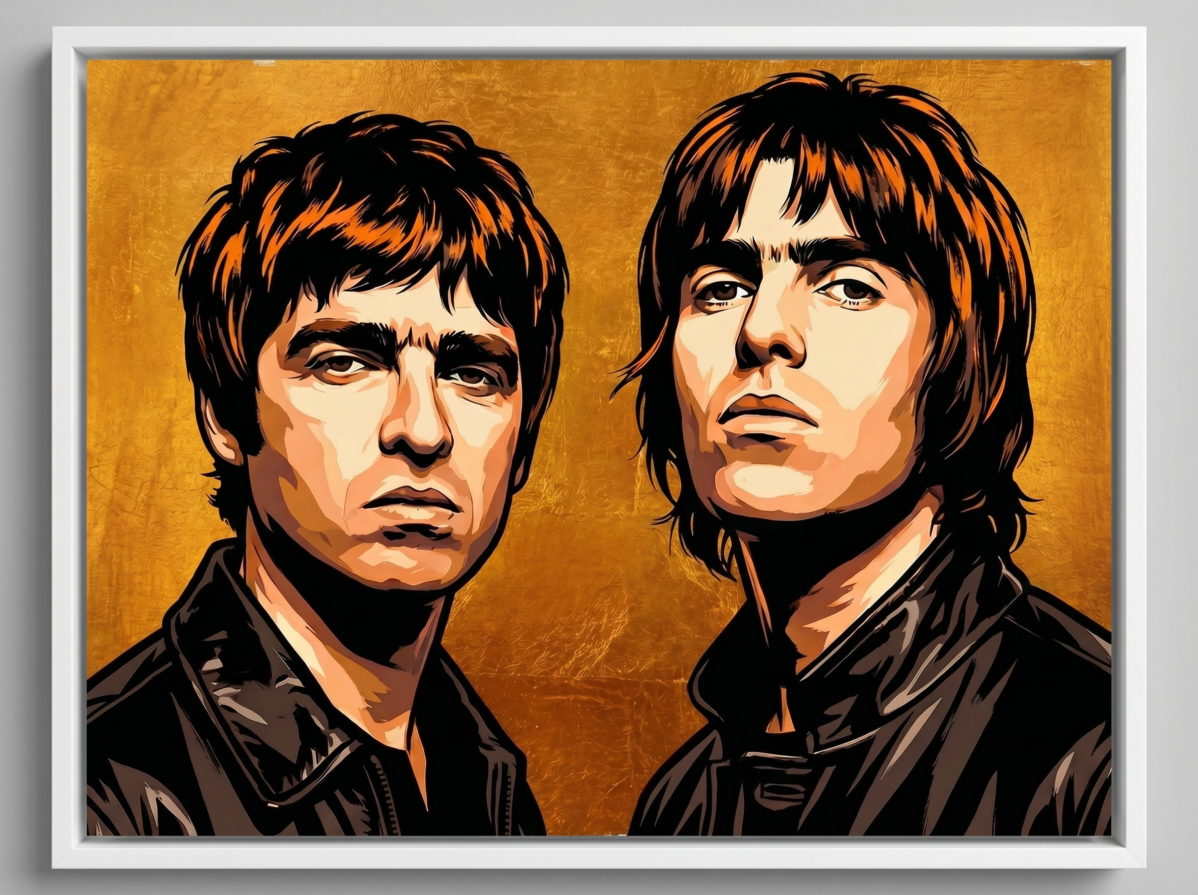 mod art, pop art, music art, BROTHERS (GOLD): Fine Art Quality Pop Art Landscape Print Oasis. Limited Edition Series of 60 - POP GO THE ICONS