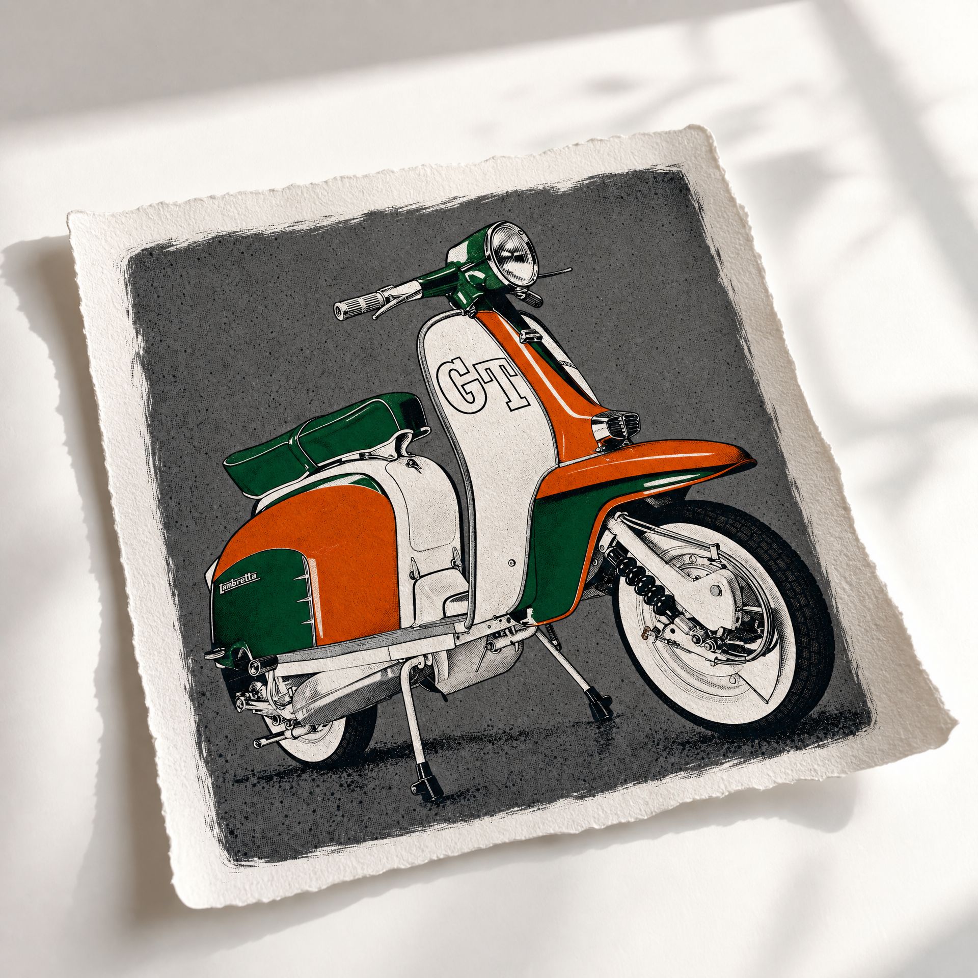 LAMBRETTA TV/GT: Fine Art Quality Pop Art Square Print. Limited Edition Series of 60