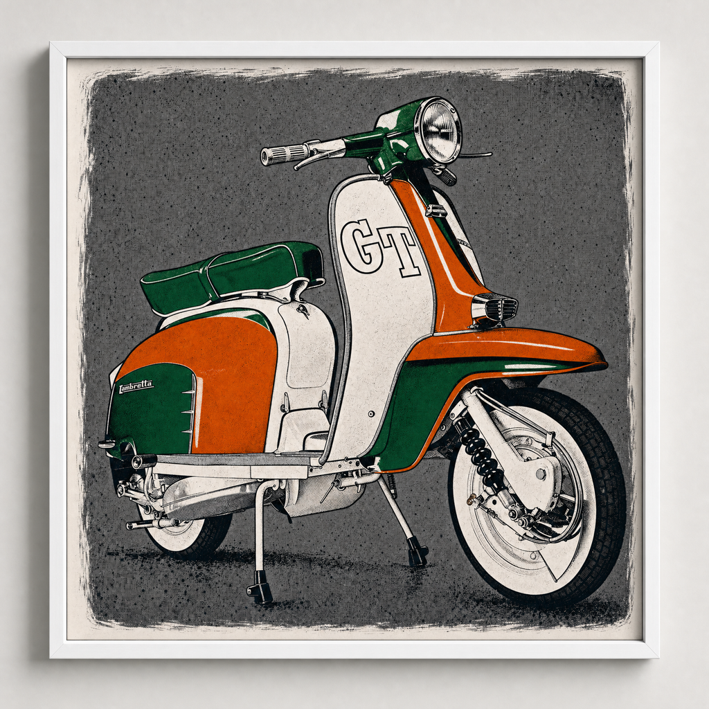 LAMBRETTA TV/GT: Fine Art Quality Pop Art Square Print. Limited Edition Series of 60