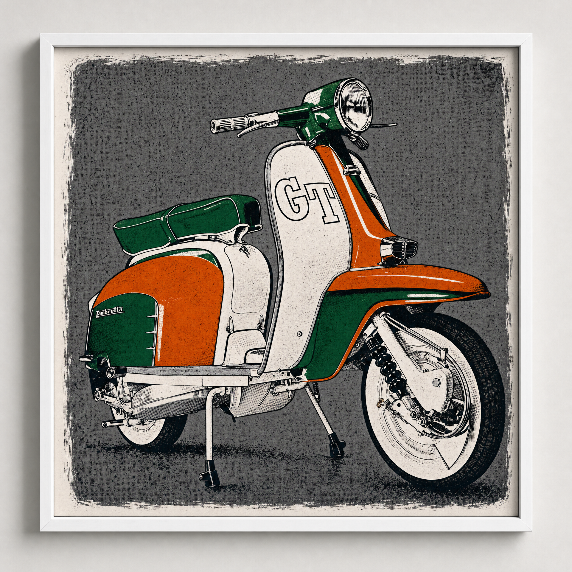 LAMBRETTA TV/GT: Fine Art Quality Pop Art Square Print. Limited Edition Series of 60