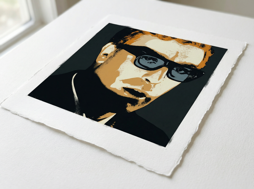 mod art, pop art, music art, MICHAEL CAINE (HARRY PALMER SHADOW): Fine Art Quality Pop Art Square Print. Limited Edition Series of 60 - POP GO THE ICONS