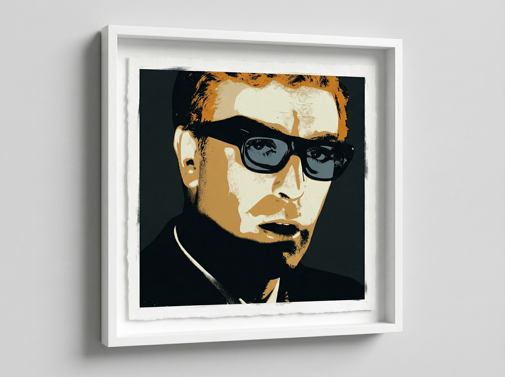 mod art, pop art, music art, MICHAEL CAINE (HARRY PALMER SHADOW): Fine Art Quality Pop Art Square Print. Limited Edition Series of 60 - POP GO THE ICONS