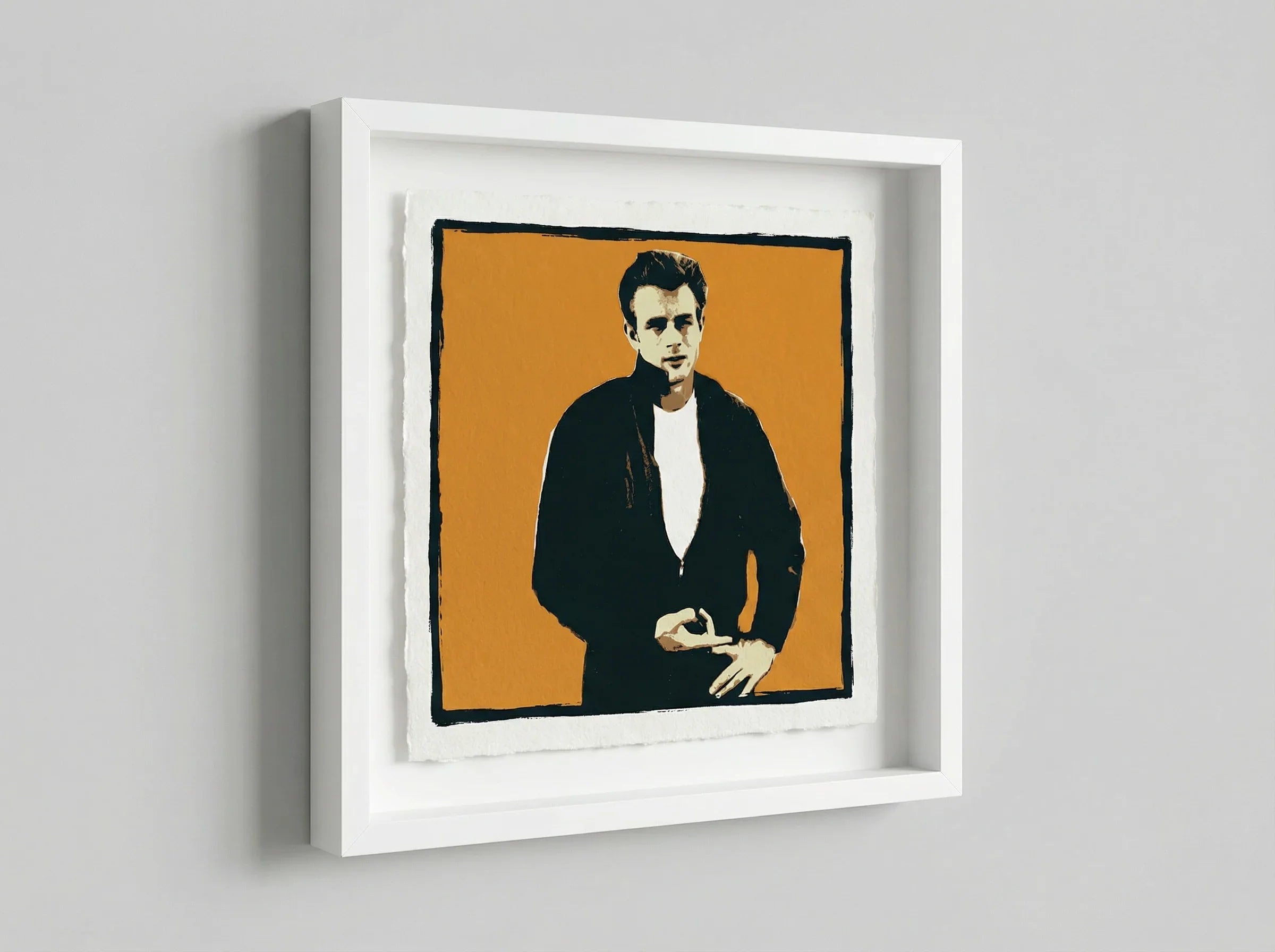 mod art, pop art, music art, JAMES DEAN (ORANGE): Fine Art Quality Pop Art Square Print. Limited Edition Series of 60 - POP GO THE ICONS
