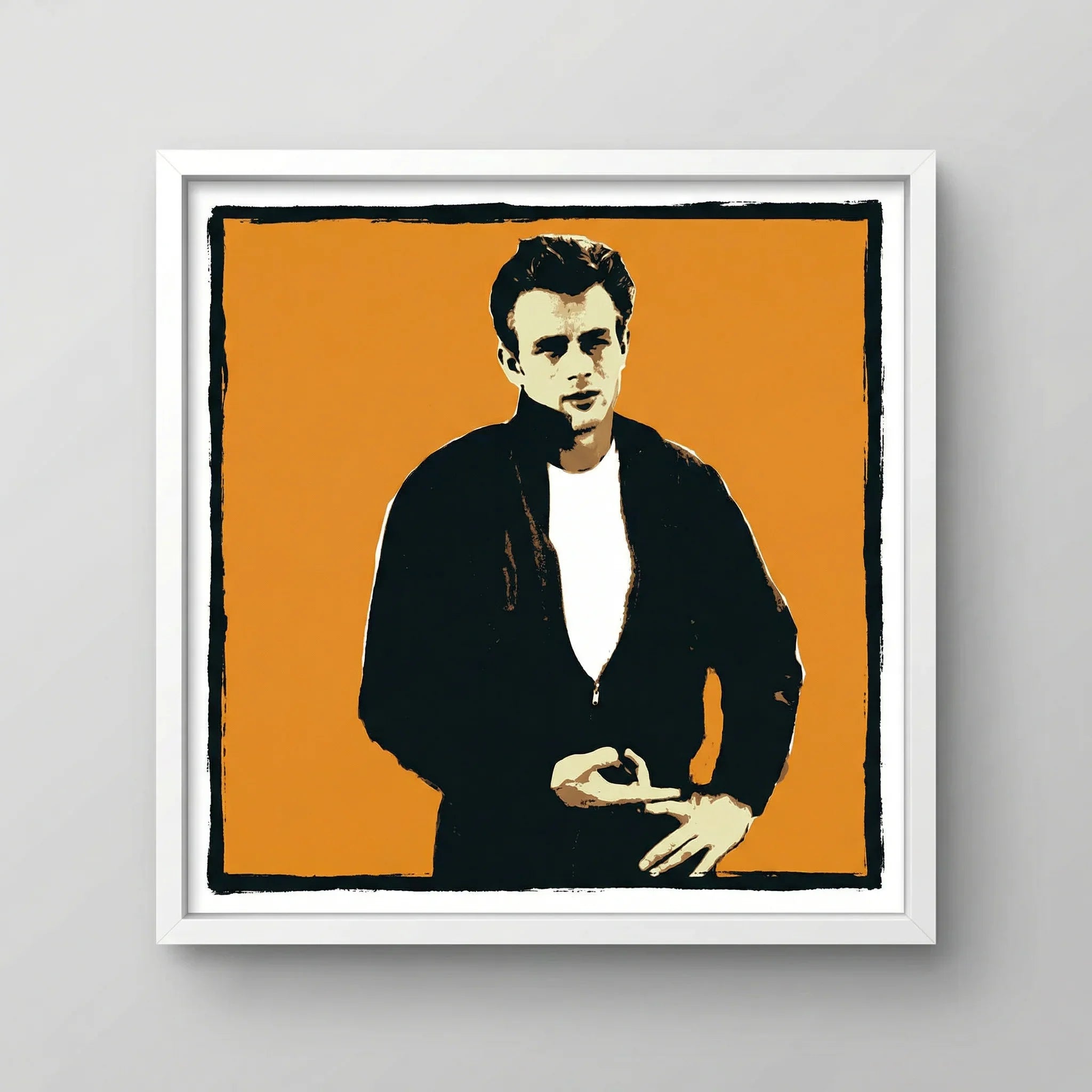mod art, pop art, music art, JAMES DEAN (ORANGE): Fine Art Quality Pop Art Square Print. Limited Edition Series of 60 - POP GO THE ICONS