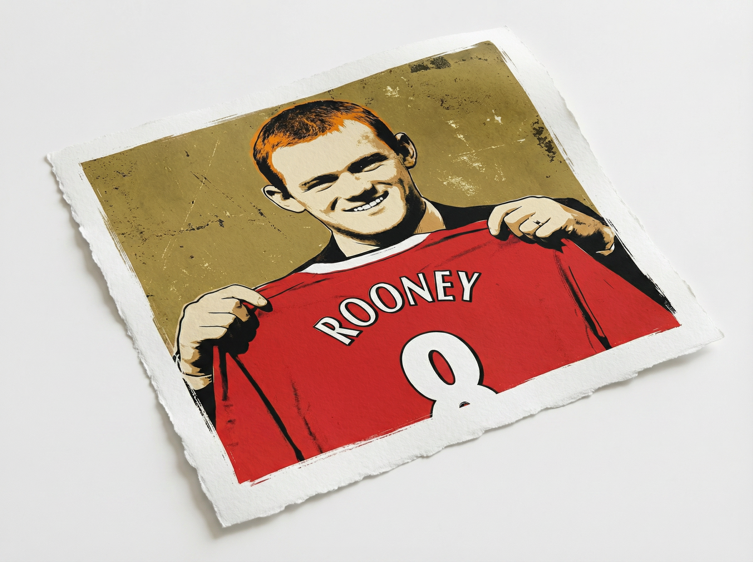 WAYNE ROONEY 8 (GOLD): Fine Art Quality Pop Art Square Print. Limited dition Series of 60