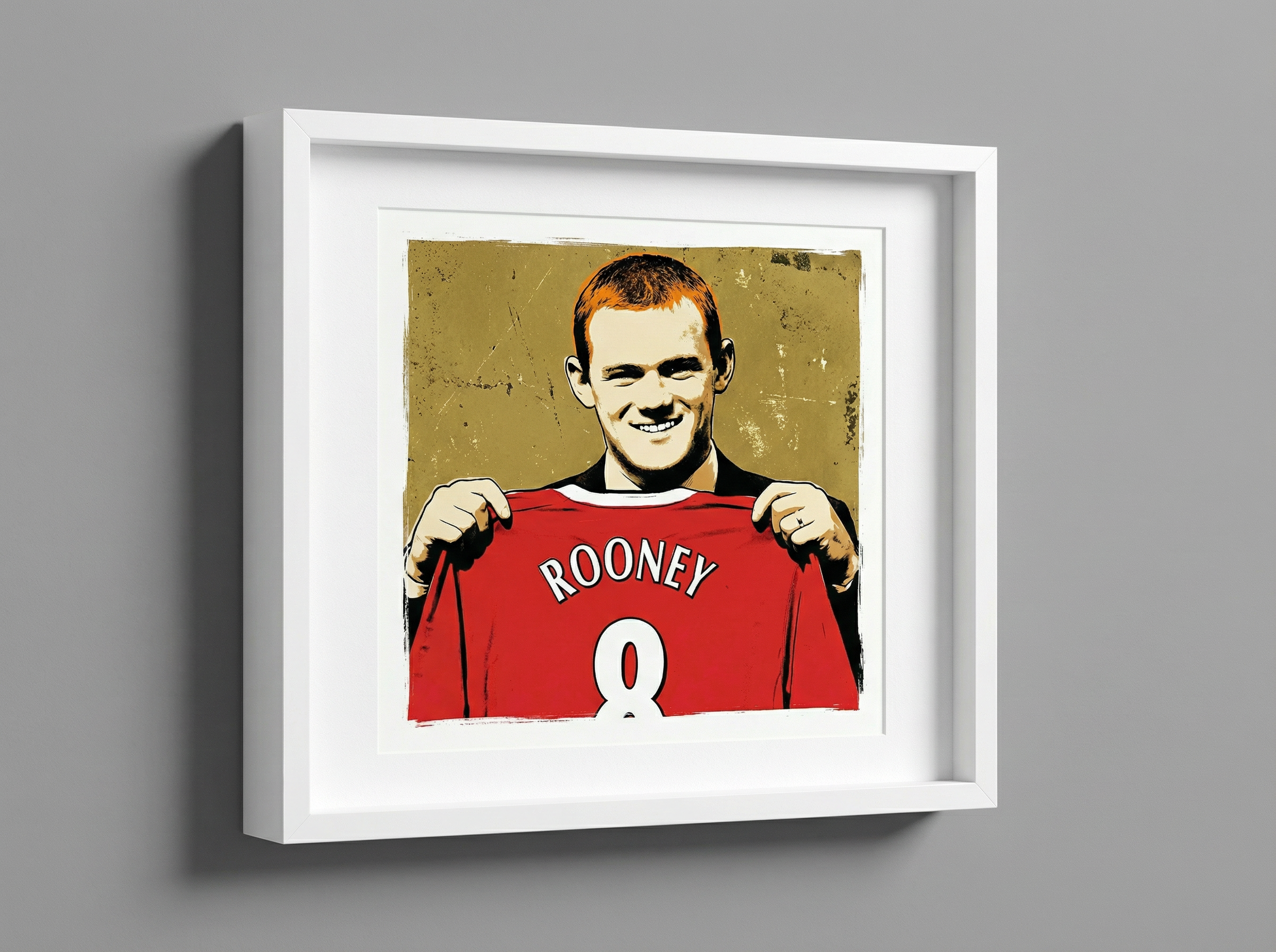 WAYNE ROONEY 8 (GOLD): Fine Art Quality Pop Art Square Print. Limited dition Series of 60