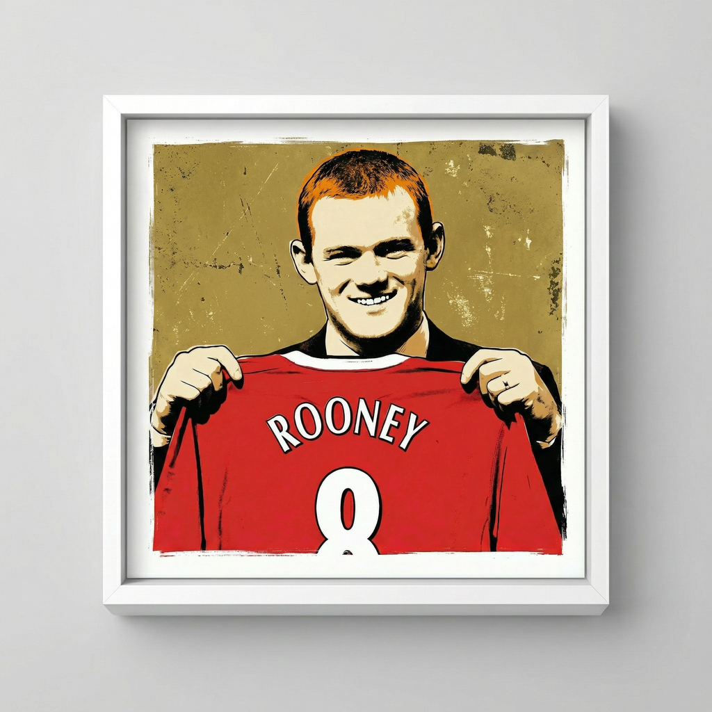 mod art, pop art, music art, WAYNE ROONEY 8 (GOLD): Fine Art Quality Pop Art Square Print. Limited dition Series of 60 - POP GO THE ICONS
