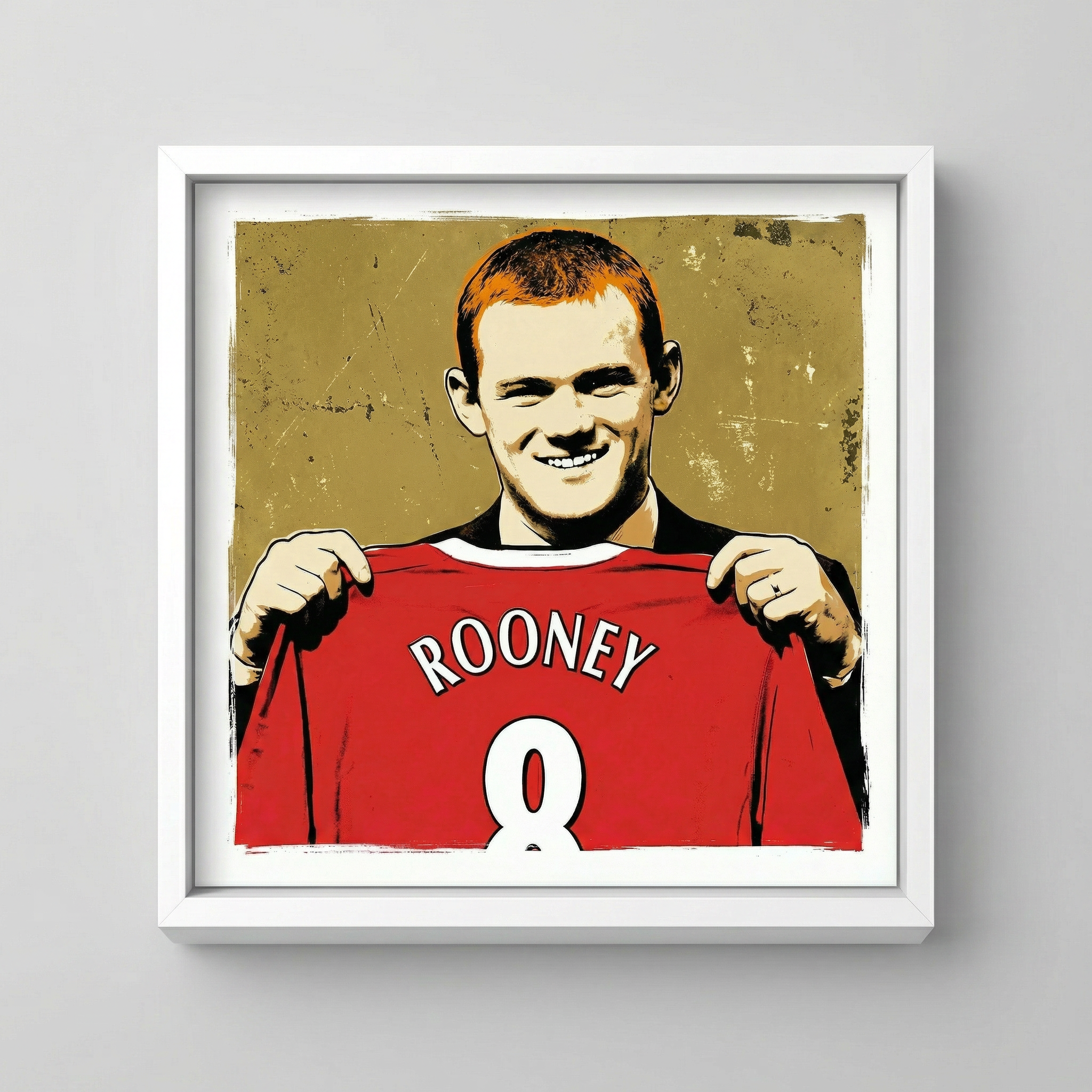 WAYNE ROONEY 8 (GOLD): Fine Art Quality Pop Art Square Print. Limited dition Series of 60
