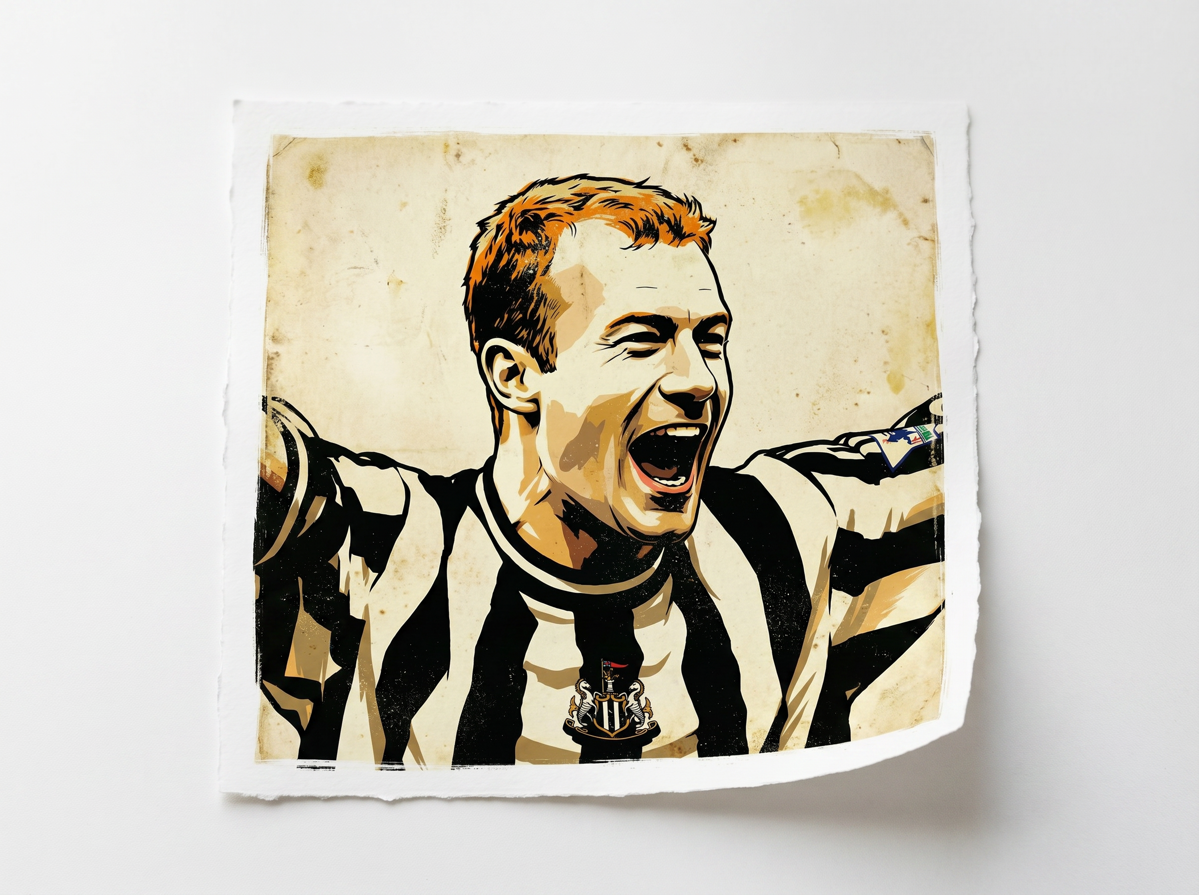 ALAN SHEARER (WHITE): Fine Art Quality Pop Art Square Print. Limited dition Series of 60