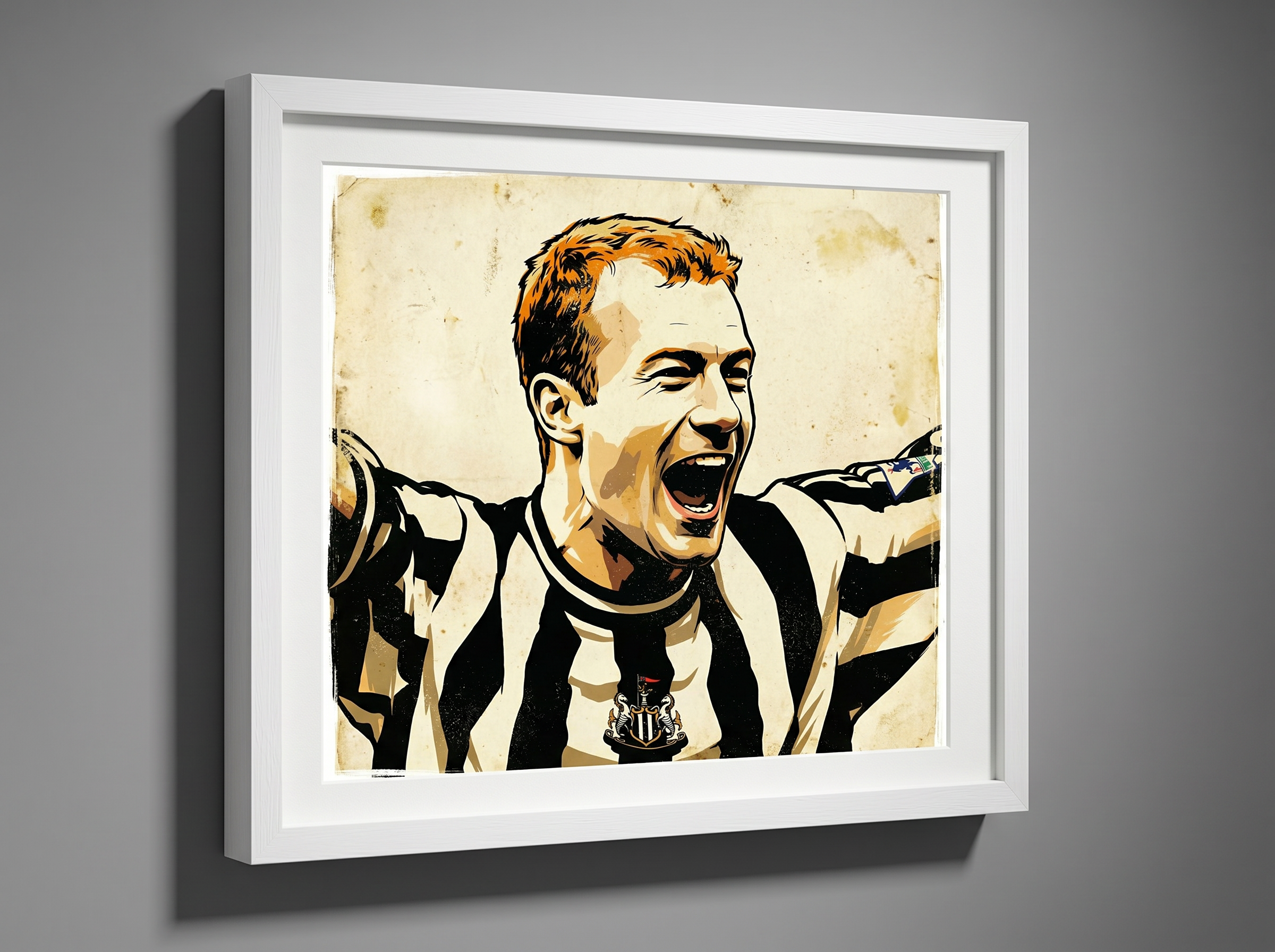 ALAN SHEARER (WHITE): Fine Art Quality Pop Art Square Print. Limited dition Series of 60