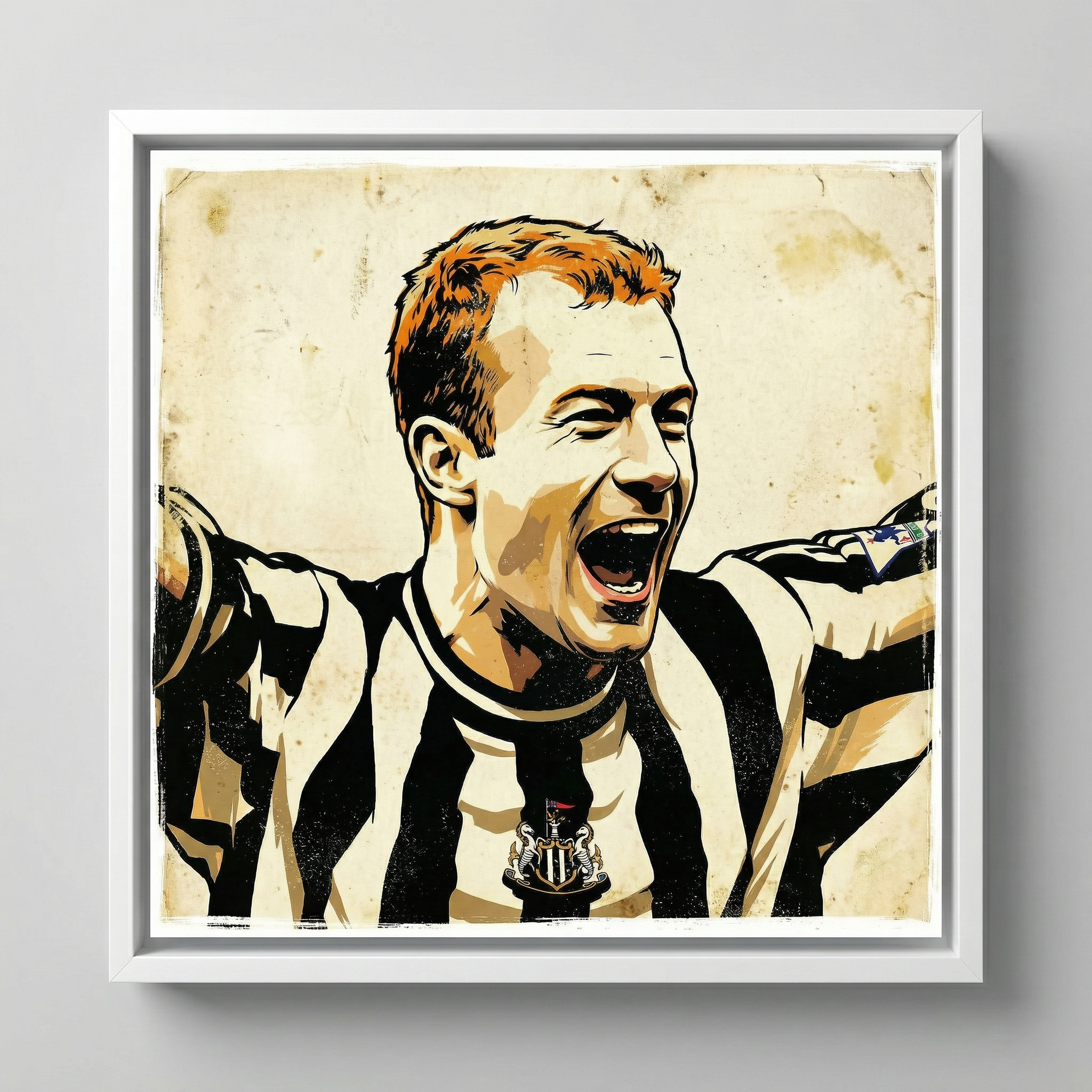 ALAN SHEARER (WHITE): Fine Art Quality Pop Art Square Print. Limited dition Series of 60