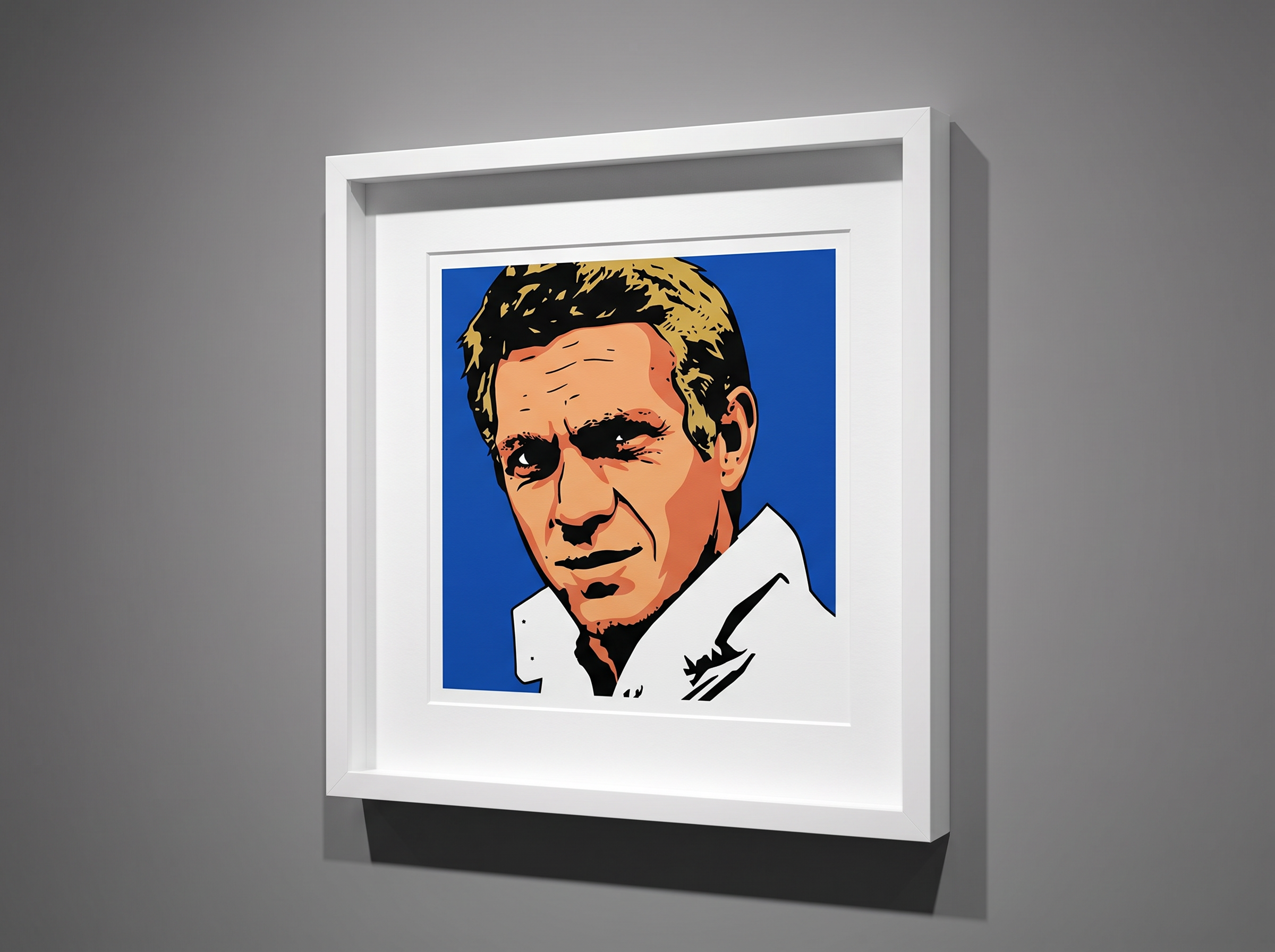 mod art, pop art, music art, STEVE McQUEEN (BLUE): Fine Art Quality Pop Art Square Print. Limited Edition Series of 60 - POP GO THE ICONS