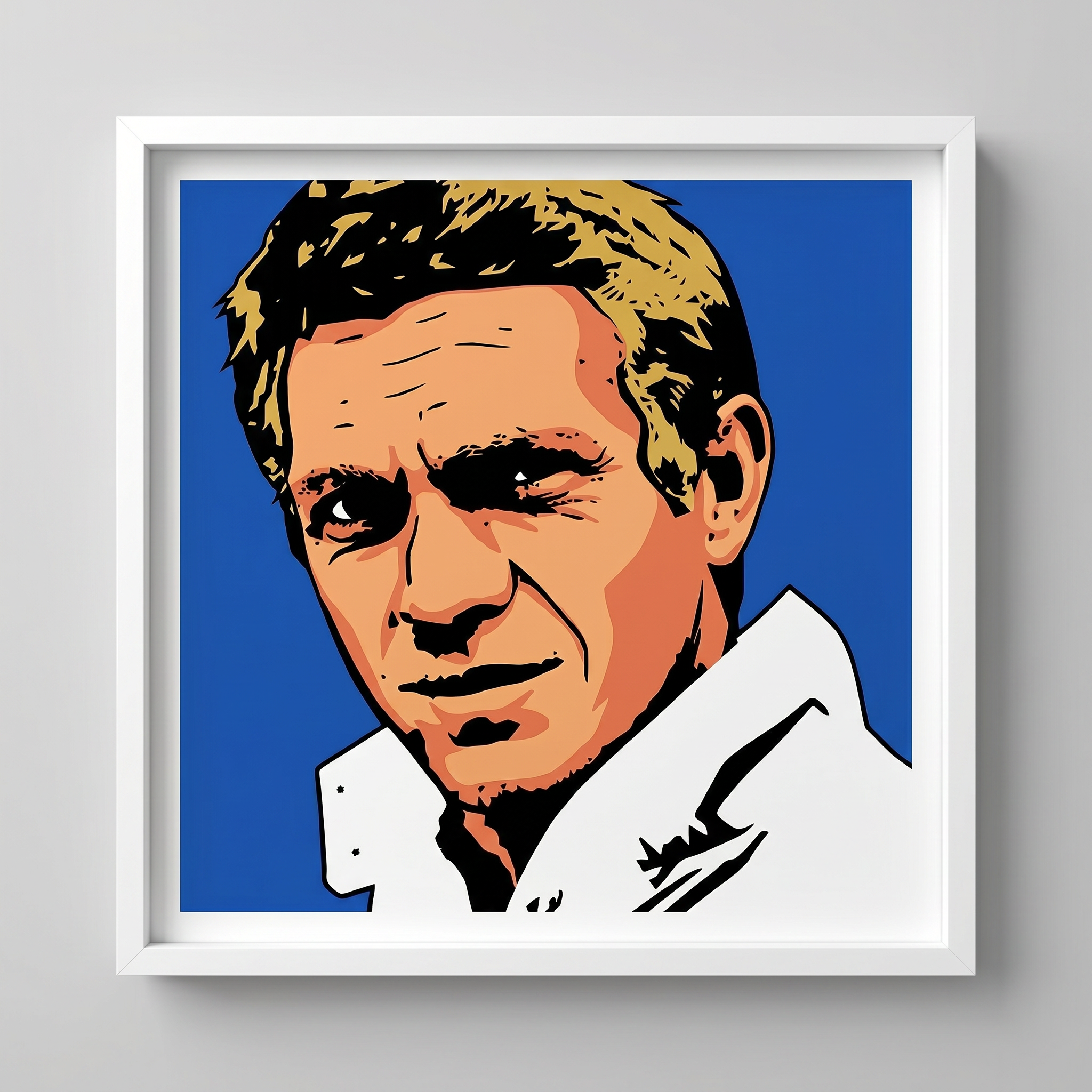 mod art, pop art, music art, STEVE McQUEEN (BLUE): Fine Art Quality Pop Art Square Print. Limited Edition Series of 60 - POP GO THE ICONS