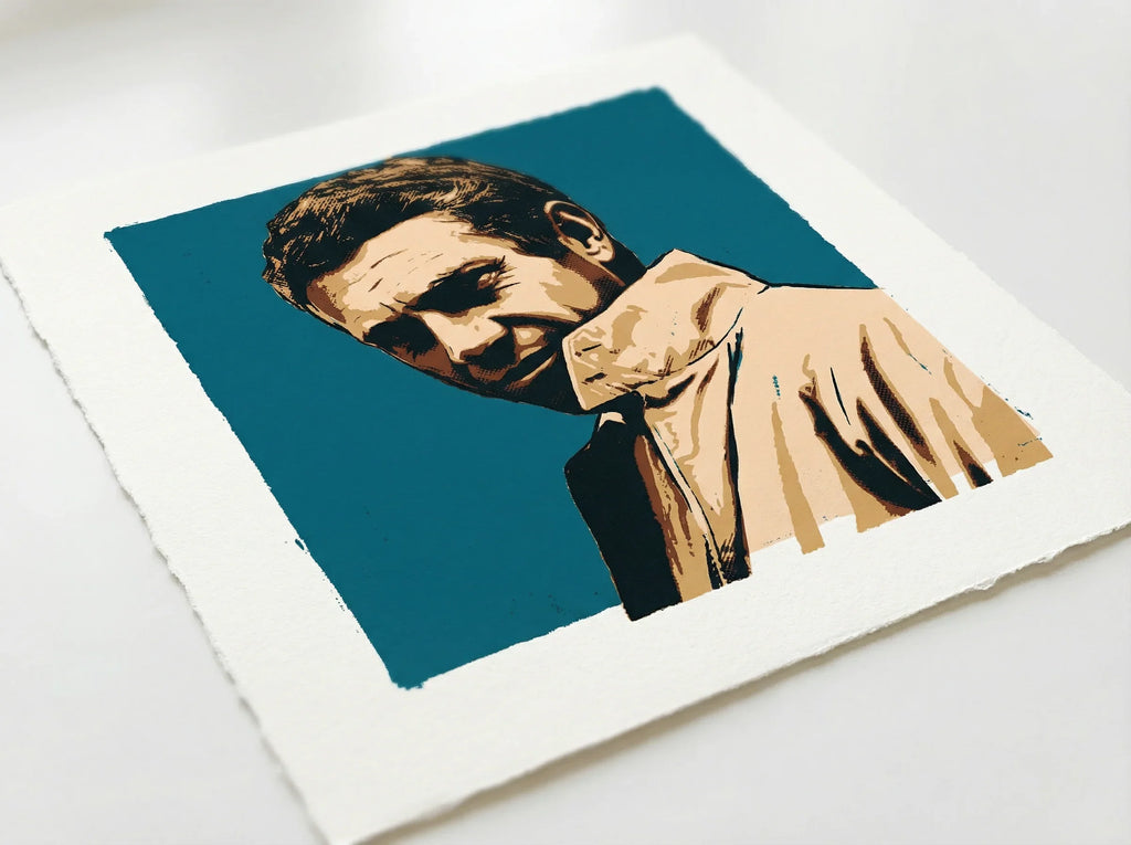 mod art, pop art, music art, STEVE McQUEEN (TEAL): Fine Art Quality Pop Art Square Print. Limited Edition Series of 60 - POP GO THE ICONS
