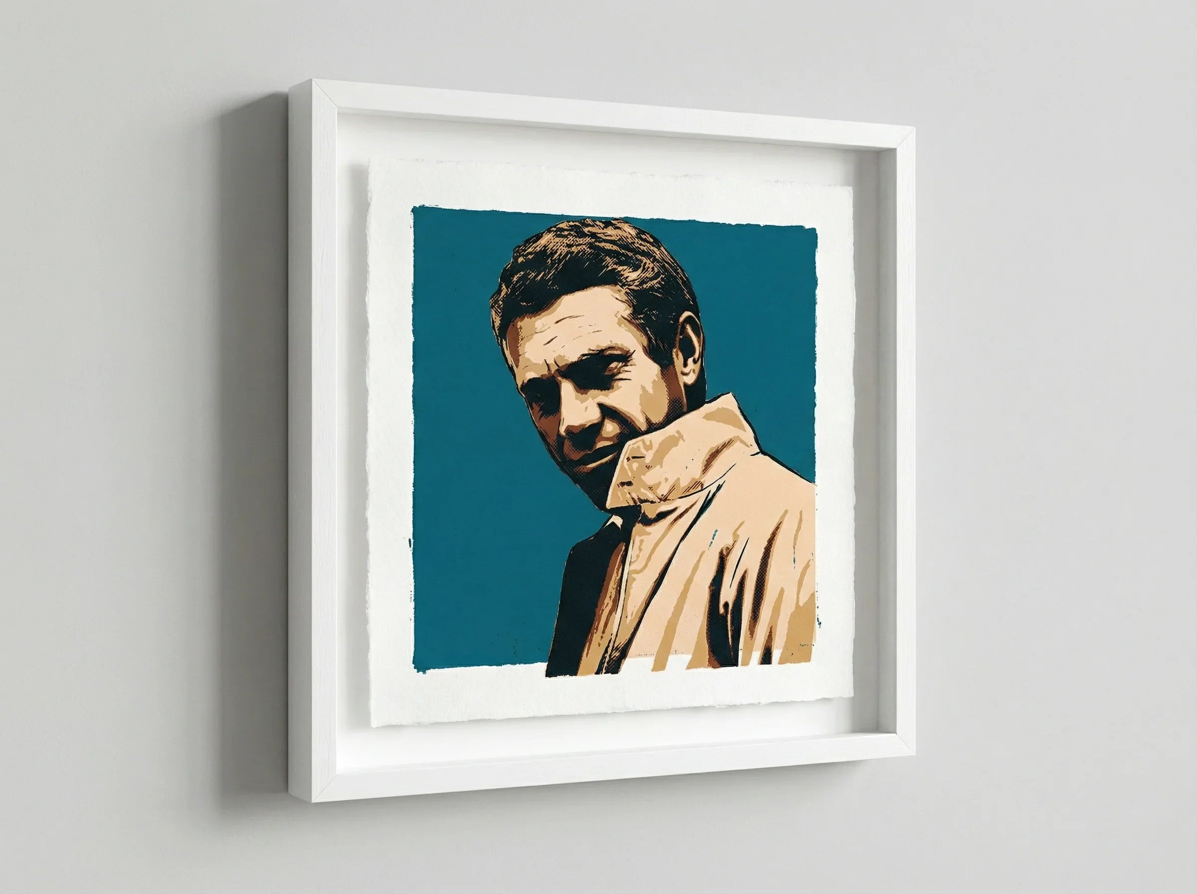mod art, pop art, music art, STEVE McQUEEN (TEAL): Fine Art Quality Pop Art Square Print. Limited Edition Series of 60 - POP GO THE ICONS